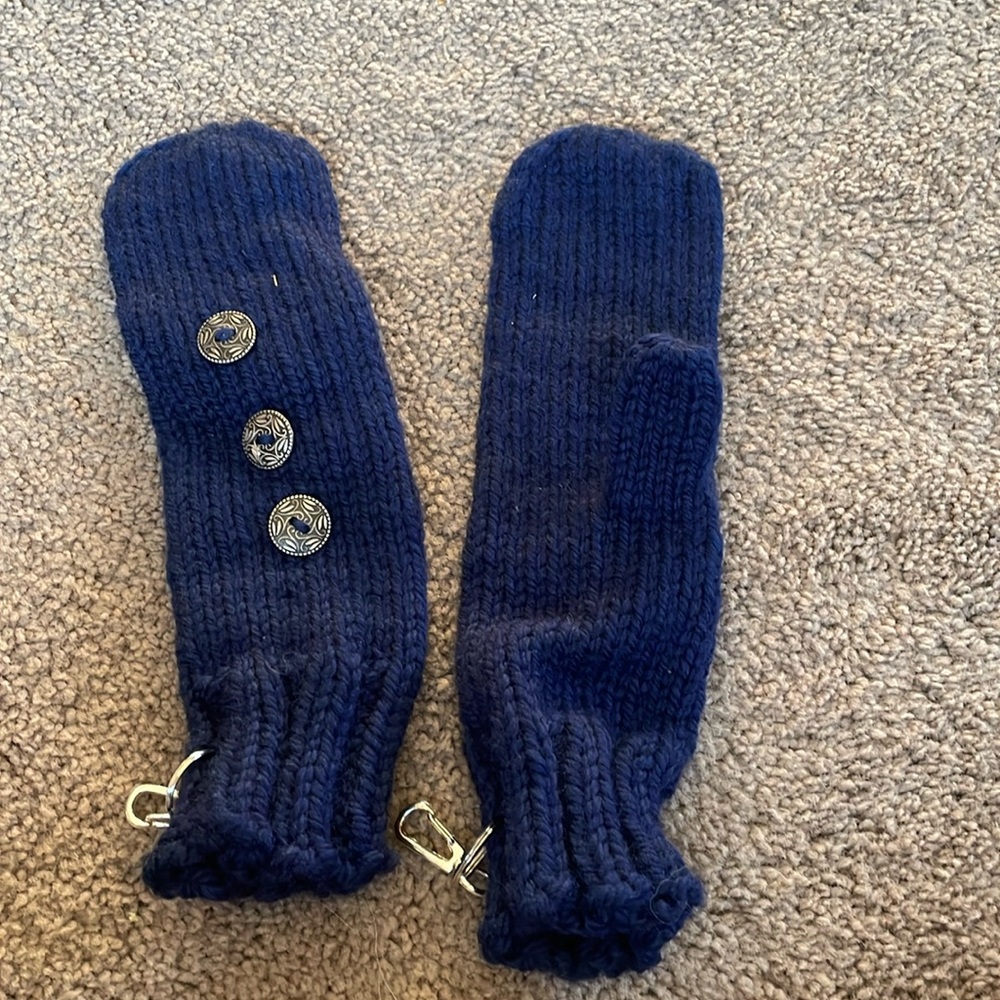 Navy Blue Knit Mittens